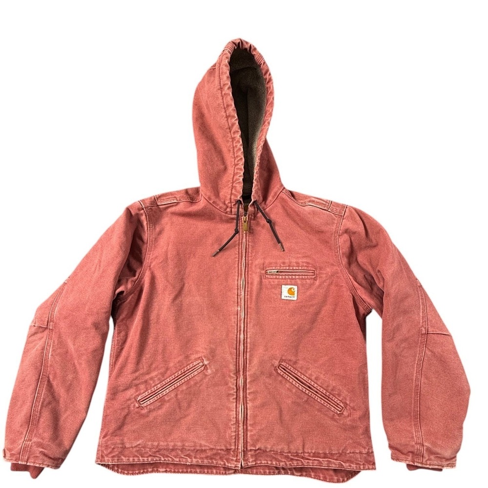 Carhartt Rose Active Jacket Womens XL Pink Good Sherpa Lined Workwear Hooded